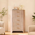 5 Drawer Tall Dresser for Bedroom, 47.8 Tall Drawers with Gold Handles, Curved Profile, Wood Storage Dressers Organizer for Living Room