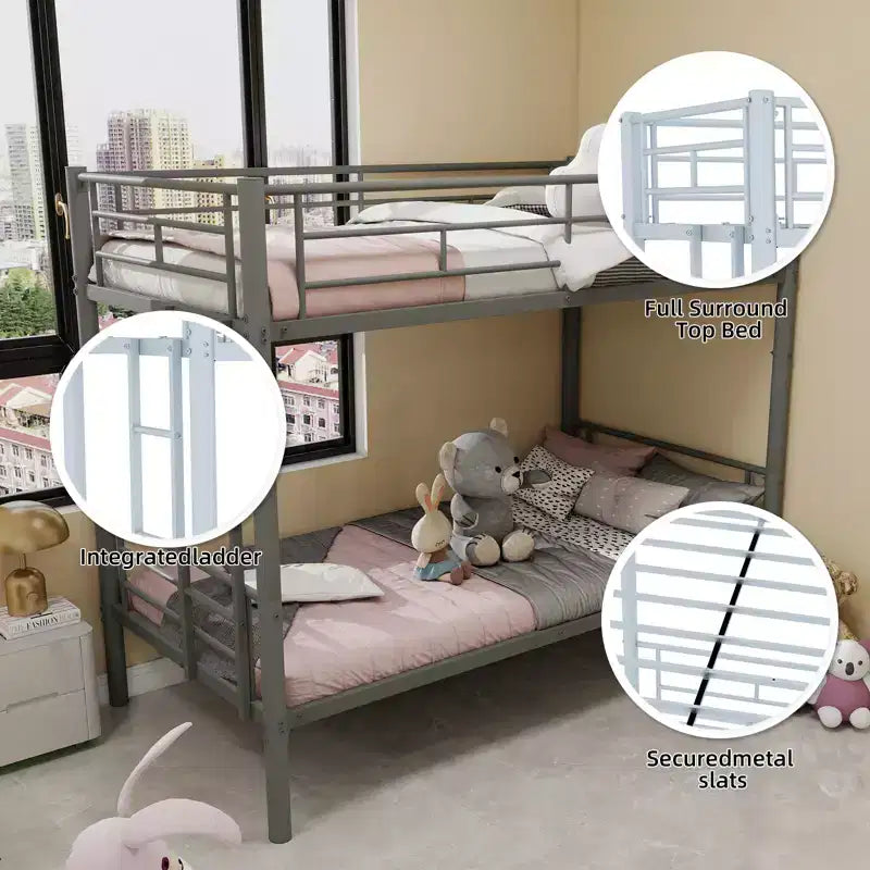 Letto a castello in metallo doppio su doppio