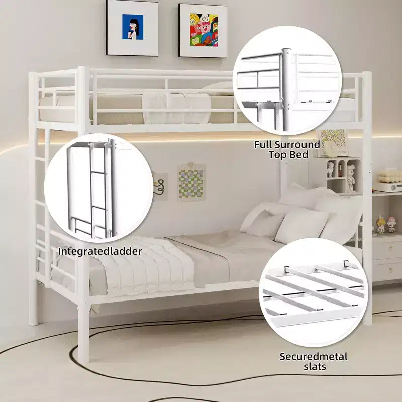 Letto a castello in metallo doppio su doppio