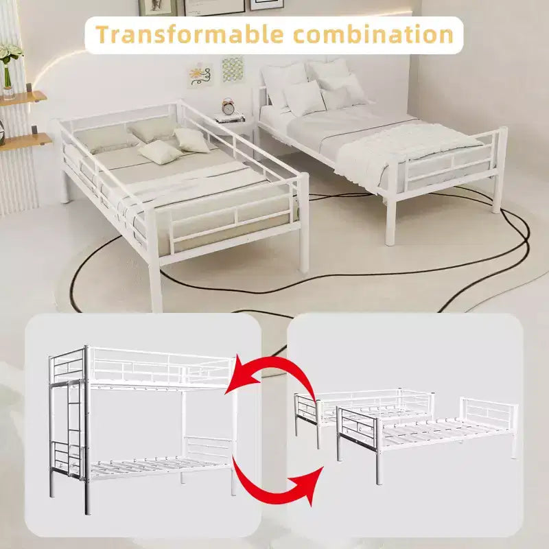 Letto a castello in metallo doppio su doppio