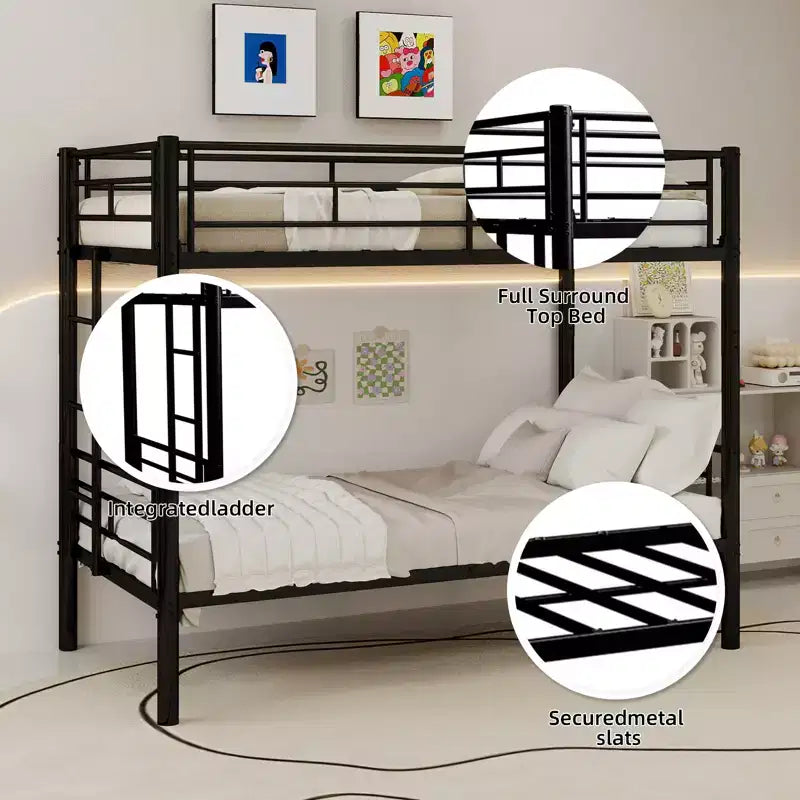 Letto a castello in metallo doppio su doppio