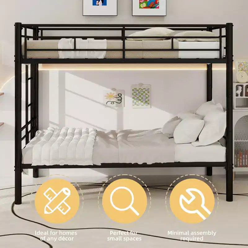 Letto a castello in metallo doppio su doppio