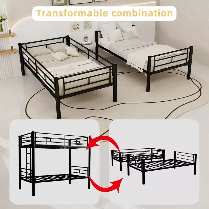Letto a castello in metallo doppio su doppio
