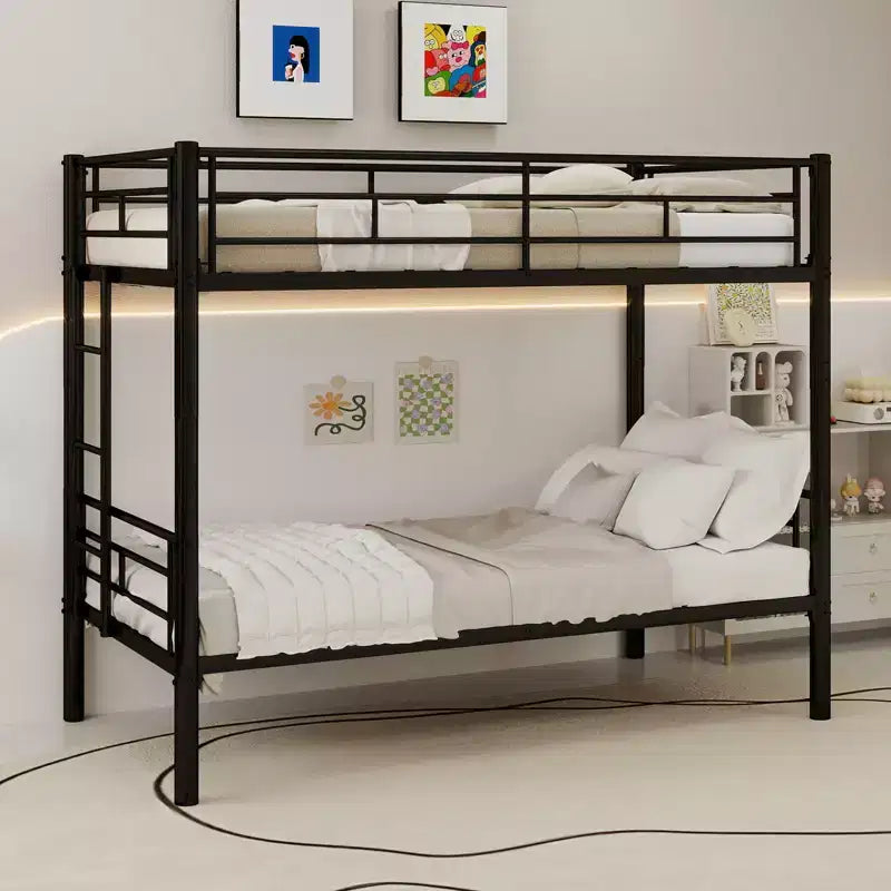 Bellemave Twin Over Twin Metal Bunk Bed for Kids, Sturdy Steel Frame with Ladder & Guardrails, Convertible Into 2 Beds, No Box Spring Needed