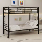 Bellemave Twin Over Twin Metal Bunk Bed for Kids, Sturdy Steel Frame with Ladder & Guardrails, Convertible Into 2 Beds, No Box Spring Needed