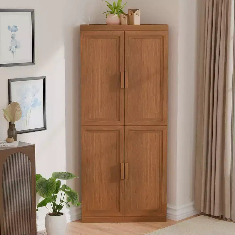 MAYEERTY Modern 4 Doors Utility Storage Cabinets Efficient Storage for Living Room Dining Room Bedroom Beige 2 Piece