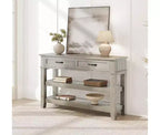 Farmhouse Entryway Console Table C 3-Tier Wooden Sofa Table with 2 Storage Drawers for Hallway, Living Room and Entryway