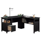 GDFStudio Mathena L-Shaped Corner Computer Desk with File Storage and Open Shelf
