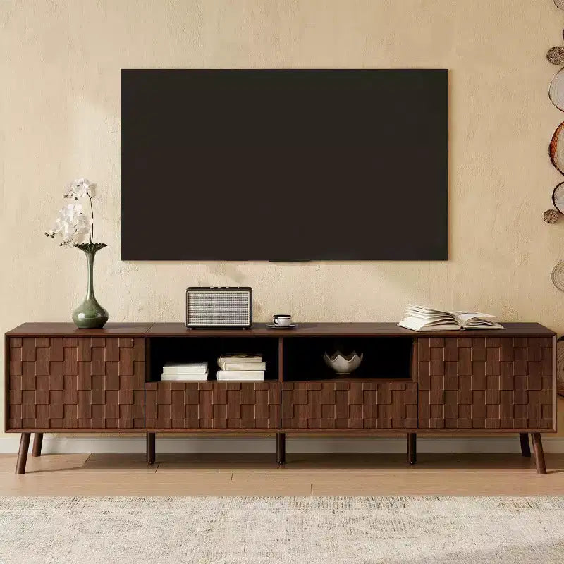 78 Inch Modern TV Stand for TVs up to 85 Inches for Living Room Entertainment Center with Solid Wood Legs Drawers