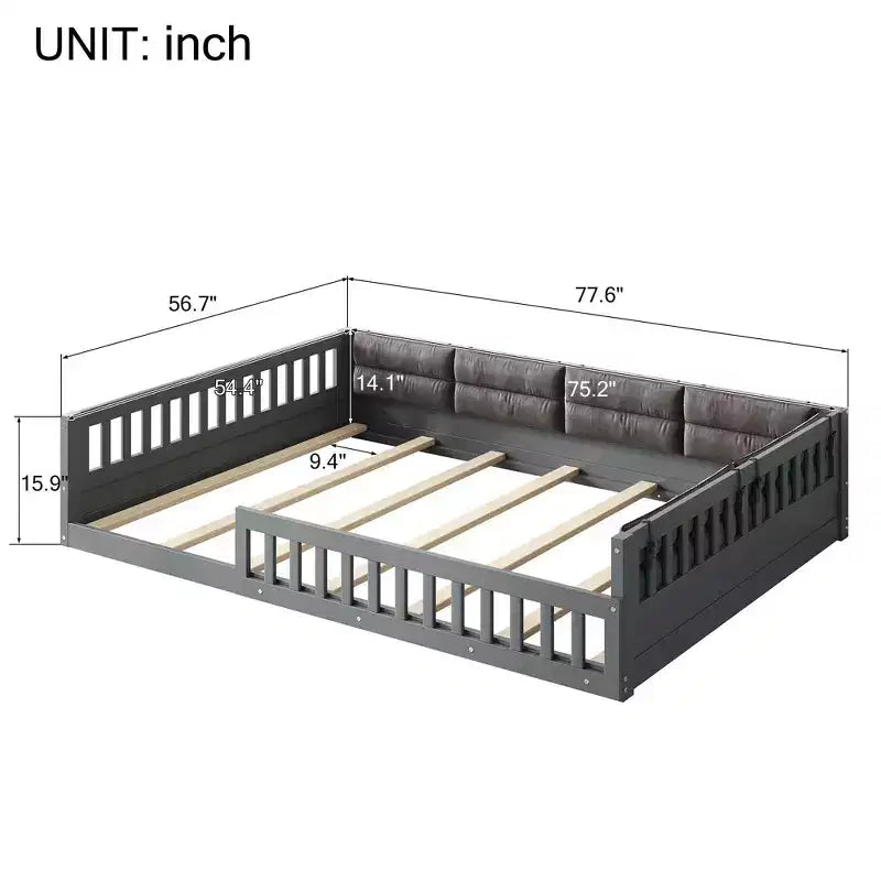 Letto matrimoniale imbottito con piattaforma