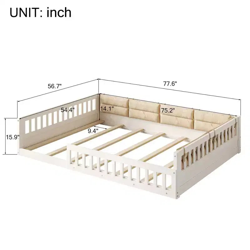 Letto matrimoniale imbottito con piattaforma