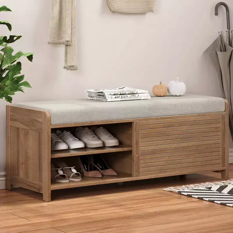 Panca Portascarpe con Contenitore e Cuscino