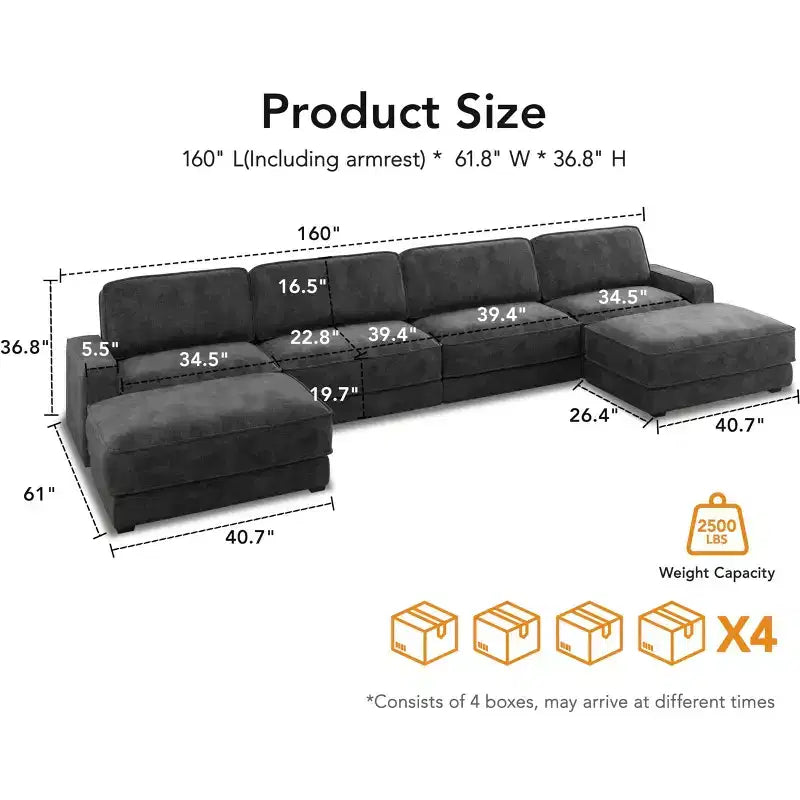 Divano componibile di grandi dimensioni 160 Modular Sectional Sofa