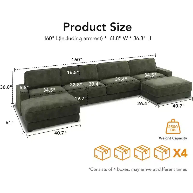 Divano componibile di grandi dimensioni 160 Modular Sectional Sofa