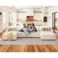 Dyonery Oversized 160 Modular Sectional Sofa, Comfy 6-Seat U-Shaped Cloud Couch Set with 2 Pillows & 2 Movable Ottomans, Chenille