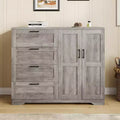 Wardrobe Closet with 4 Drawers and Hanging Rod, 43.3 Armoire storage Cabinet with Double Doors for Bedroom Clothes Organization
