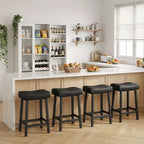 Bar Stools Set of 4, 24 Counter Height Backless Barstools with Curved Surface, Ergonomic Saddle Seat, for Kitchen Island, Home Bar